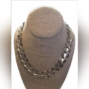 Vintage Silver Toned Linked Chain Choker Necklace